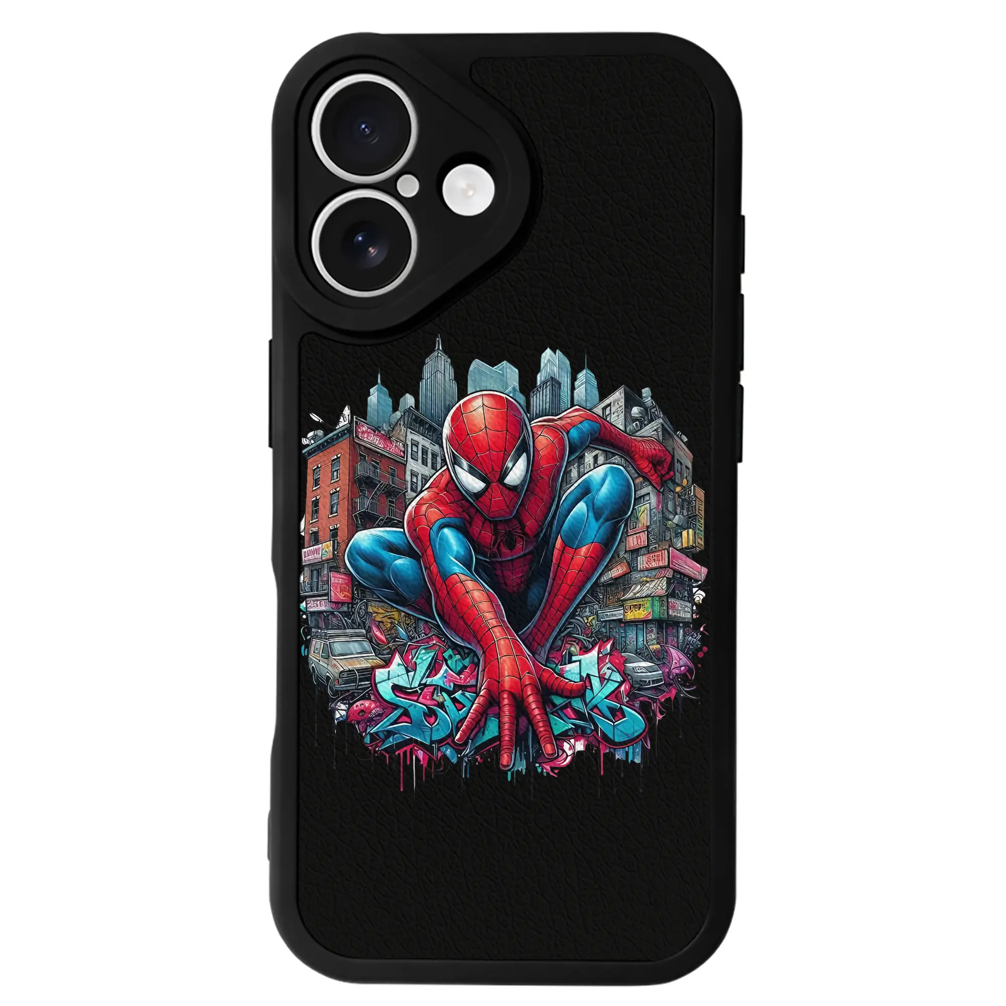 アベンジャーズ (Avenjāzu) グッズ スパイダーマン（Spider-Man） - IPhone 16シリーズ対応 ・ シリコンスマホケース ・ レザー調 ・ 高精度フィット ・ 耐衝撃 ・ ワイヤレス充電対応 ・ 精密カット